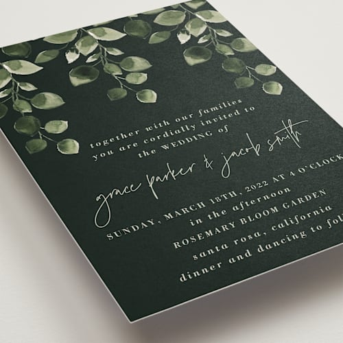This is a ivy green wedding invitations with standard by Anupama called green rush printing on signature in standard