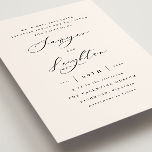 This is a ecru wedding invitations with standard by Carly Reed Walker called eternal printing on signature in standard