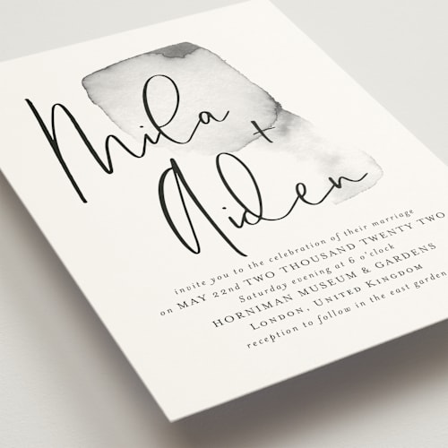 This is a ink wedding invitations with standard by Design Lotus called moxie printing on signature in standard