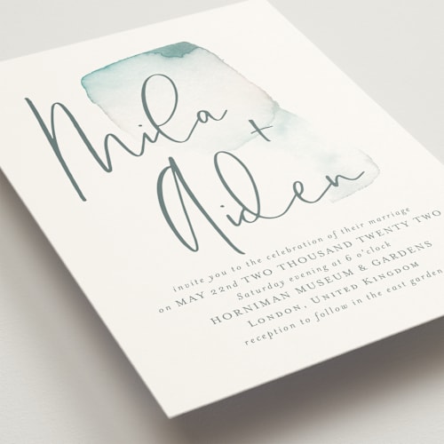 This is a evening wedding invitations with standard by Design Lotus called moxie printing on signature in standard