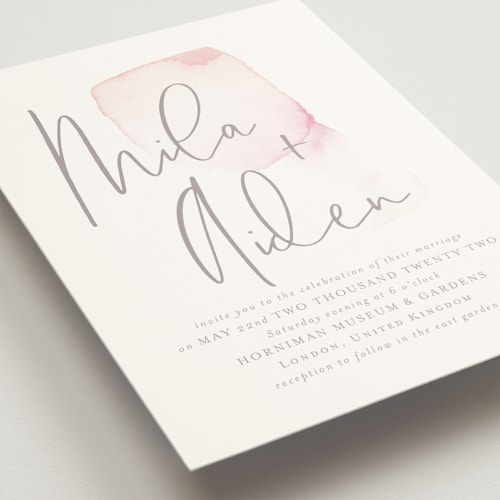 This is a petals wedding invitations with standard by Design Lotus called moxie printing on signature in standard