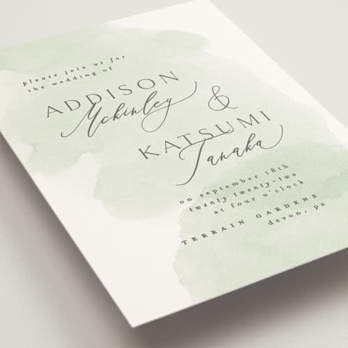 This is a moss wedding invitations with standard by Everett Paper Goods called softly layered printing on signature in standard