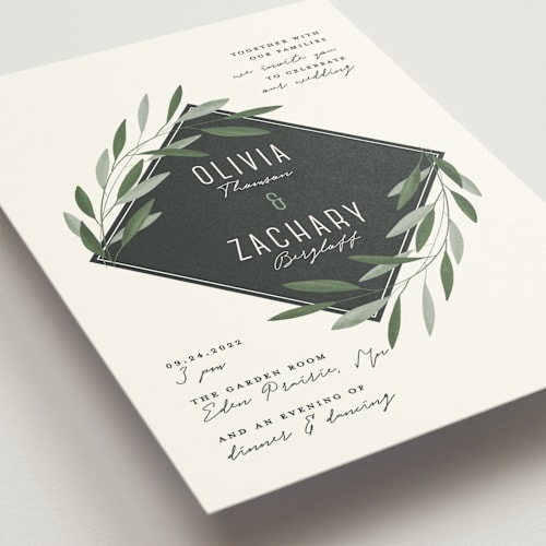 This is a spring wedding invitations with standard by Gwen Bedat called oliviers printing on signature in standard