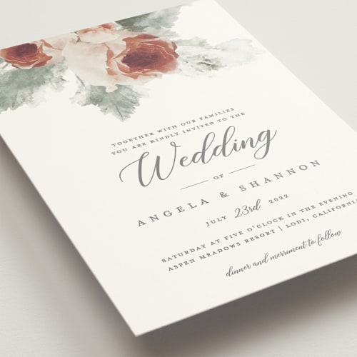 This is a rose wedding invitations with standard by Cass Imagines called rose drop printing on signature in standard
