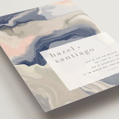 This is a mountain range wedding invitations with standard by Hooray Creative called marble majesty printing on signature in standard