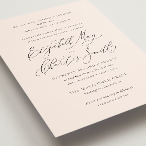 This is a ballet slipper wedding invitations with standard by Design Lotus called elysium printing on signature in standard