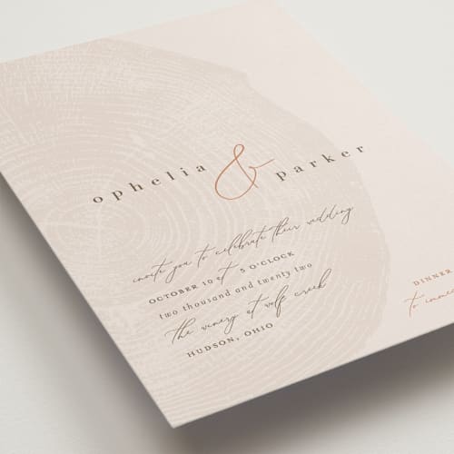 This is a burnt umber wedding invitations with standard by Robin Ott called a hundred years printing on signature in standard