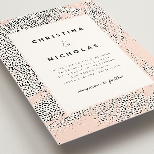 This is a blush wedding invitations with standard by Emily Sabol Goss called textured dots printing on signature in standard
