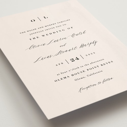 This is a buttery wedding invitations with standard by Carolyn MacLaren called crush printing on signature in standard