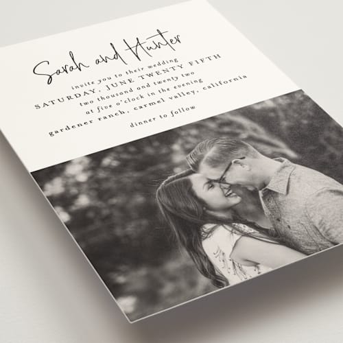 This is a coal wedding invitations with standard by Mansi Verma called eloquent printing on signature in standard