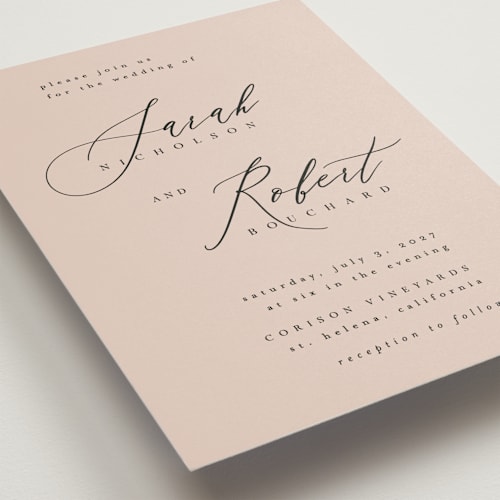 This is a blush wedding invitations with standard by Kelly Schmidt called corison printing on signature in standard