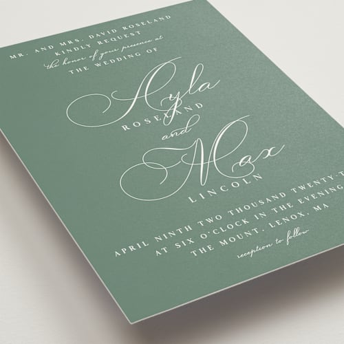 This is a fern wedding invitations with standard by Keen Peachy called sweet nothings printing on signature in standard