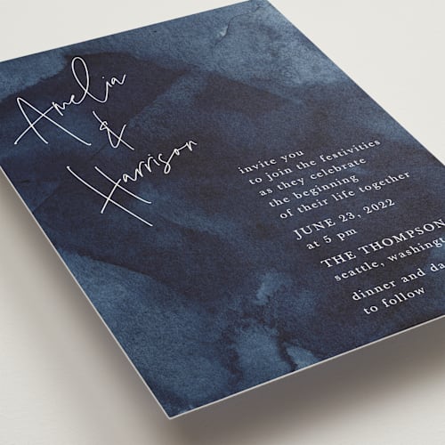 This is a sapphire wedding invitations with standard by Chris Griffith called plain and simple printing on signature in standard