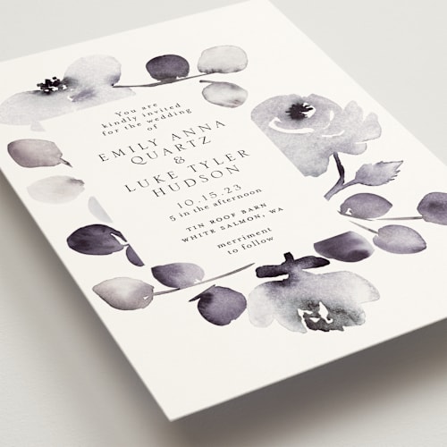 This is a plum wedding invitations with standard by Petra Kern called bella mia printing on signature in standard