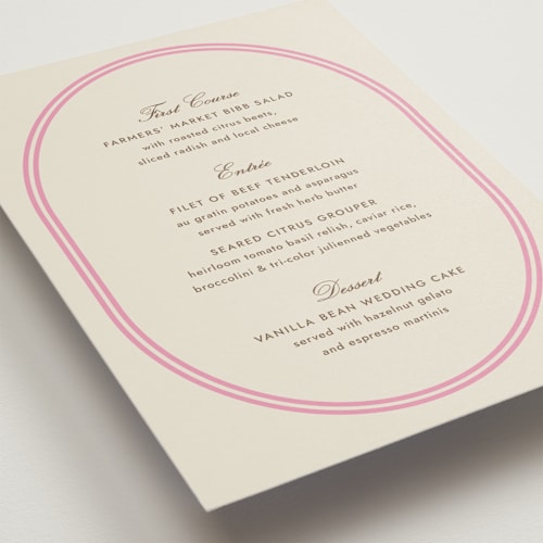 This is a fragola menu cards with standard by Megan Davis called bocce printing on signature in standard