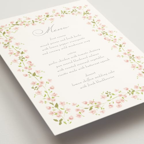 This is a peony menu cards with standard by Baumbirdy called rosebud printing on signature in standard