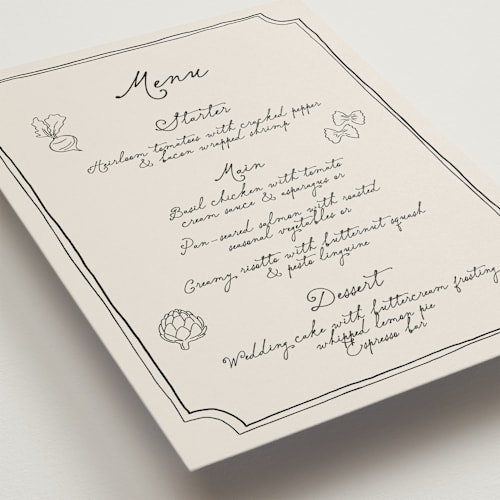 This is a vintage menu cards with standard by Kelly Watkins called felicity printing on signature in standard