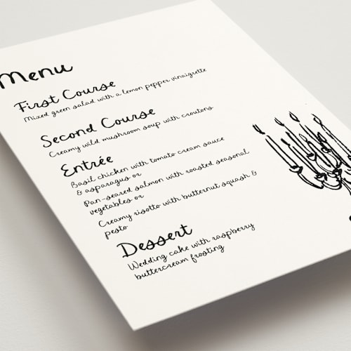 This is a sugar menu cards with standard by Cass Loh called inky printing on signature in 5x7