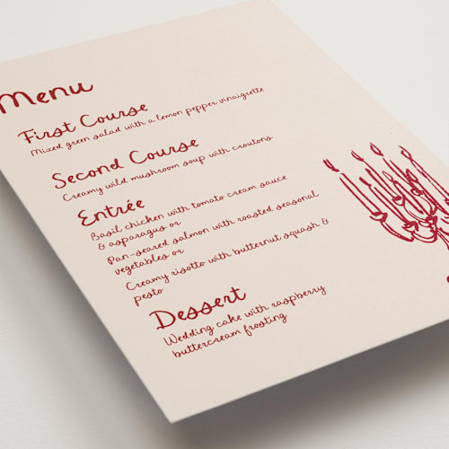 This is a wine menu cards with standard by Cass Loh called inky printing on signature in 5x7