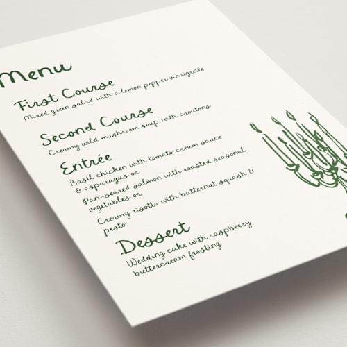 This is a forest menu cards with standard by Cass Loh called inky printing on signature in 5x7