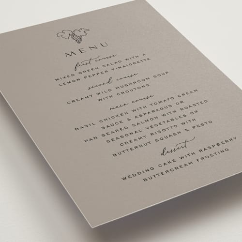 This is a stone menu cards with standard by Owl and Toad called wine label printing on signature in standard