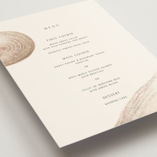 This is a sand menu cards with standard by Sumak Studio called gentleness printing on signature in standard