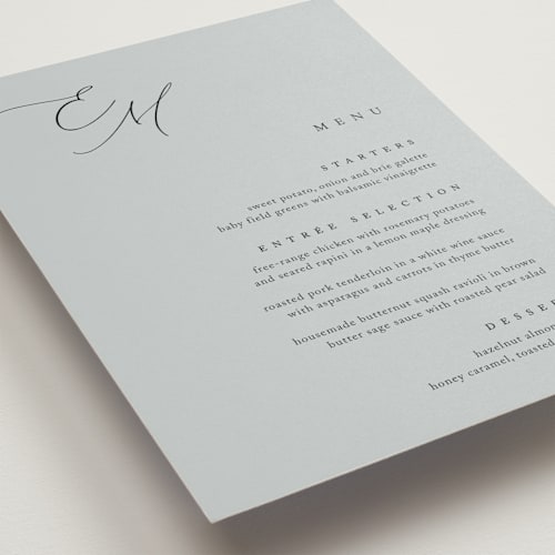 This is a sky menu cards with standard by Kelly Schmidt called corner printing on signature in 5x7