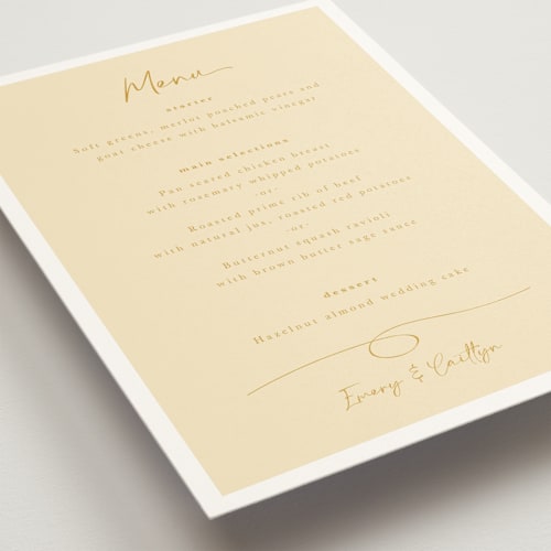 This is a honey menu cards with standard by Adelyn T. called ink scribble printing on signature in 5x7