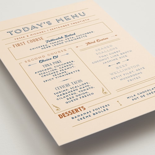 This is a latte menu cards with standard by Wonderland called street bistro printing on signature in standard