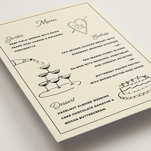 This is a leather menu cards with standard by Helena Vitto called crazy little thing called love printing on signature in 5x7