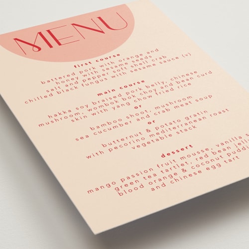 This is a blossom menu cards with standard by Hudson meet Rose called unity printing on signature in standard