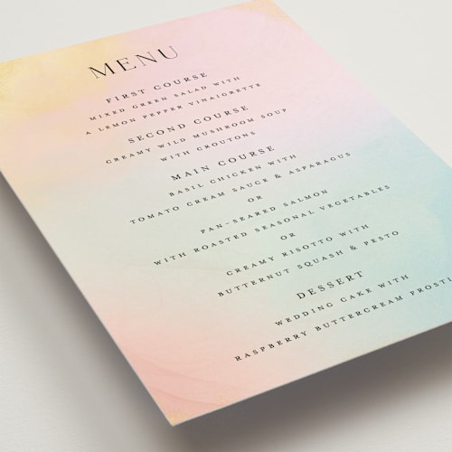 This is a sunrise menu cards with standard by Petra Kern called marshmallow printing on signature in standard