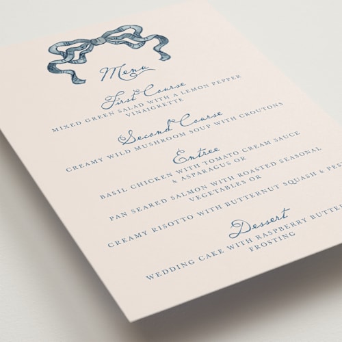 This is a royal menu cards with standard by Cass Loh called swan crest printing on signature in standard