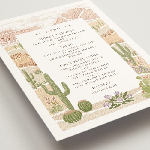 This is a red rock menu cards with standard by Paper Sun Studio called westward printing on signature in standard