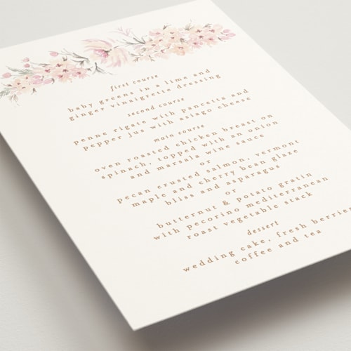 This is a cotton candy menu cards with standard by Phrosné Barwood called kosmos printing on signature in standard