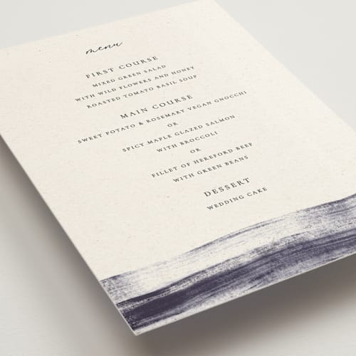 This is a horizon menu cards with standard by Sumak Studio called stillness printing on signature in standard