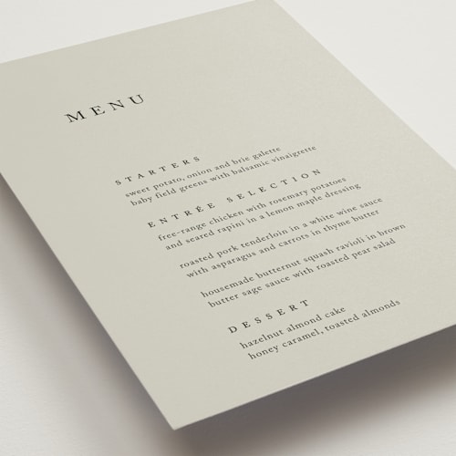 This is a spring menu cards with standard by Kelly Schmidt called astoria printing on signature in 5x7