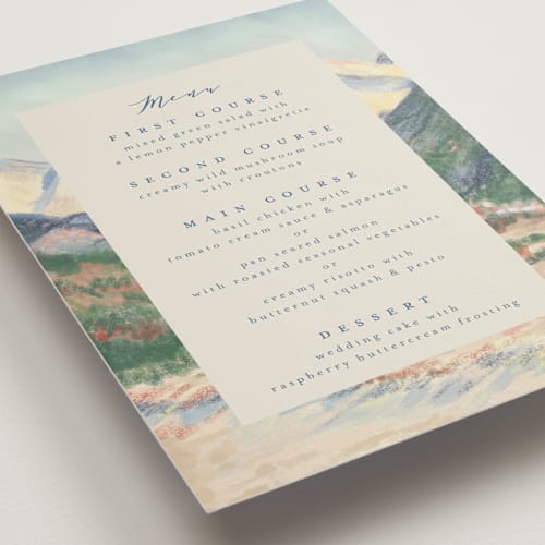 This is a summer menu cards with standard by Petra Kern called the valley printing on signature in standard