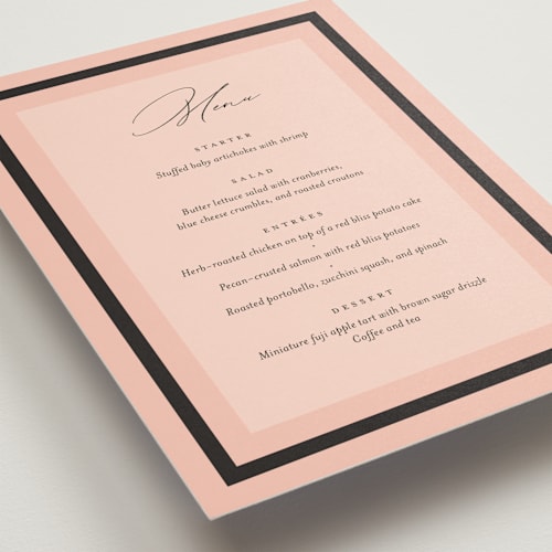 This is a onyx menu cards with standard by Eric Clegg called elance printing on signature in standard