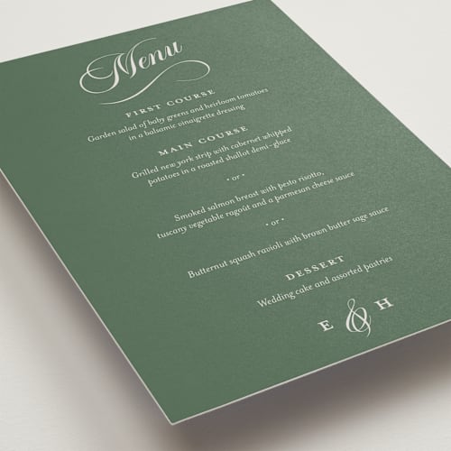 This is a garden menu cards with standard by Alston Foster called enchanted printing on signature in standard