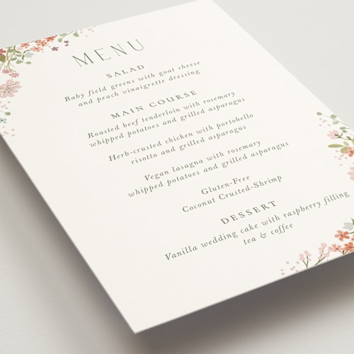 This is a peony menu cards with standard by Jennifer Wick called avery printing on signature in standard