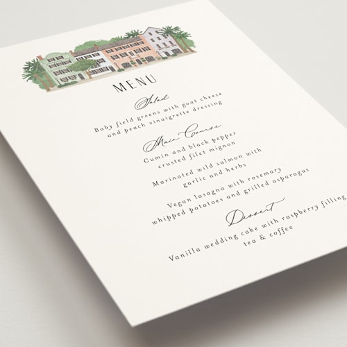This is a lily menu cards with standard by Jennifer Wick called east bay street printing on signature in standard