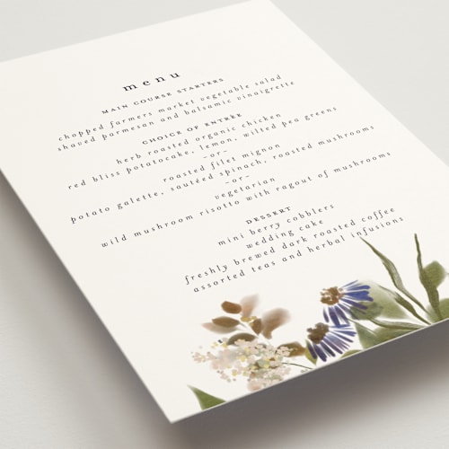 This is a fall menu cards with standard by Grace Kreinbrink called pressed garden printing on signature in standard