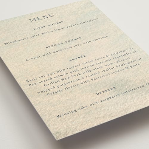 This is a meadow menu cards with standard by Holly Whitcomb called bluestem fields printing on signature in standard