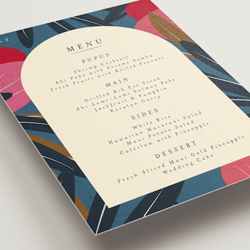 This is a hawaii menu cards with standard by Ani Somi called tropical sonata printing on signature in standard