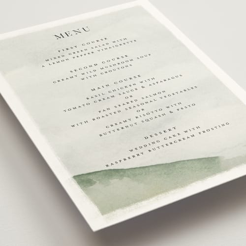This is a emerald menu cards with standard by Petra Kern called countryside printing on signature in standard