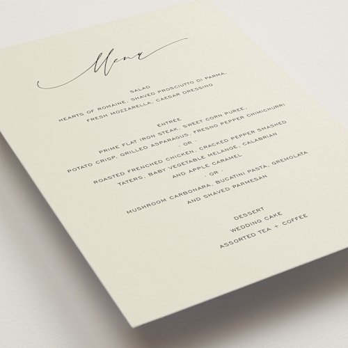 This is a porcelain menu cards with standard by Jennifer Postorino called glide printing on signature in standard