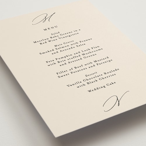 This is a ivory menu cards with standard by Angela Thompson called infinite printing on signature in standard