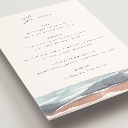 This is a beachy menu cards with standard by Pixel and Hank called waves printing on signature in standard