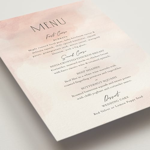 This is a blush menu cards with standard by Itsy Belle Studio called first light printing on signature in standard